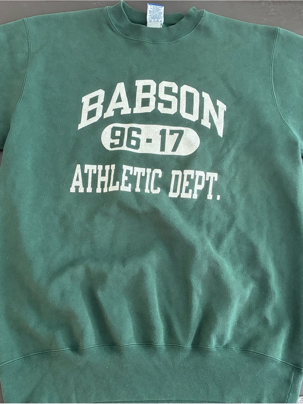 Champion Green Crewneck Sweatshirt with Logo Tag